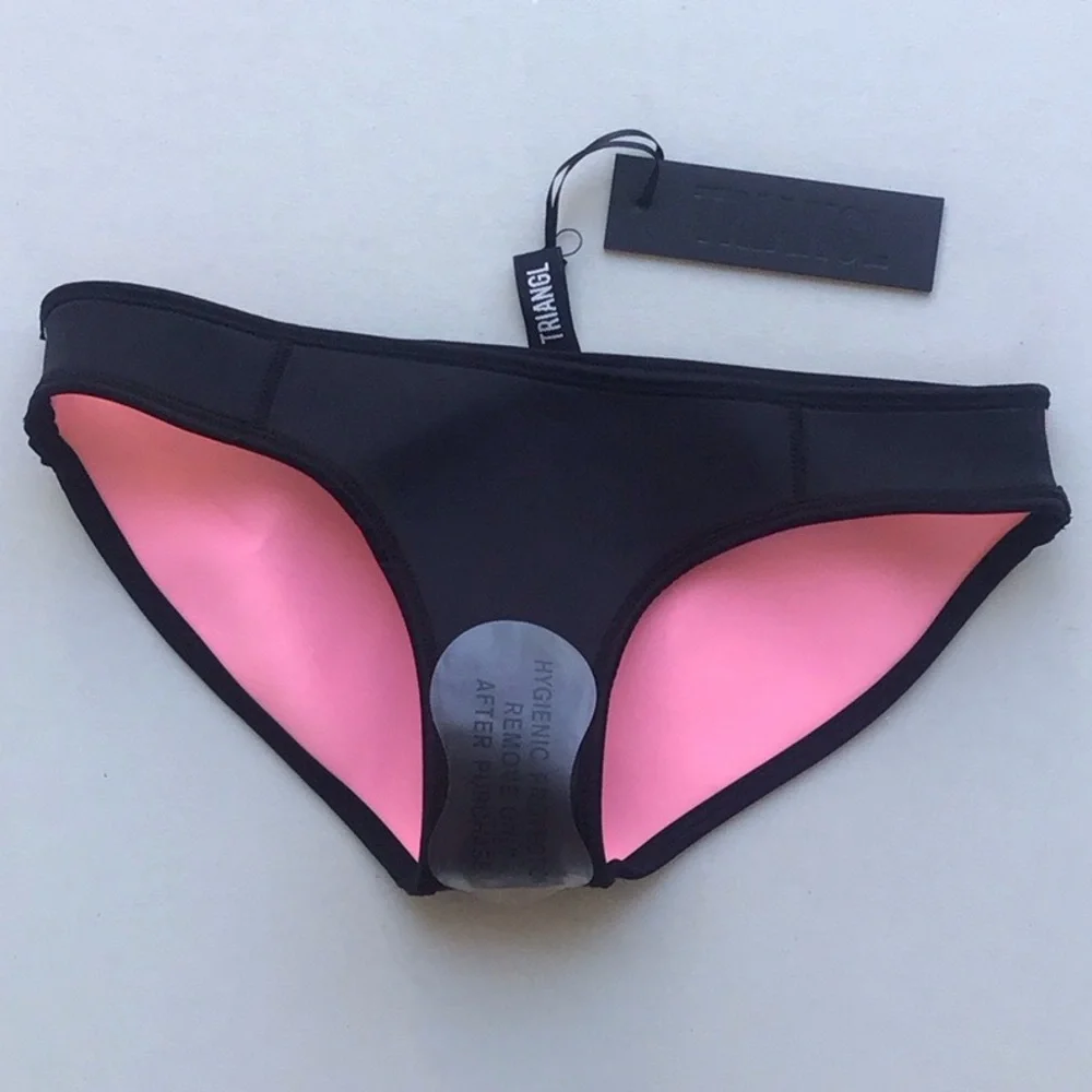 Triangl Swimwear colorblock Pink orange Black Bikini bottom NWT